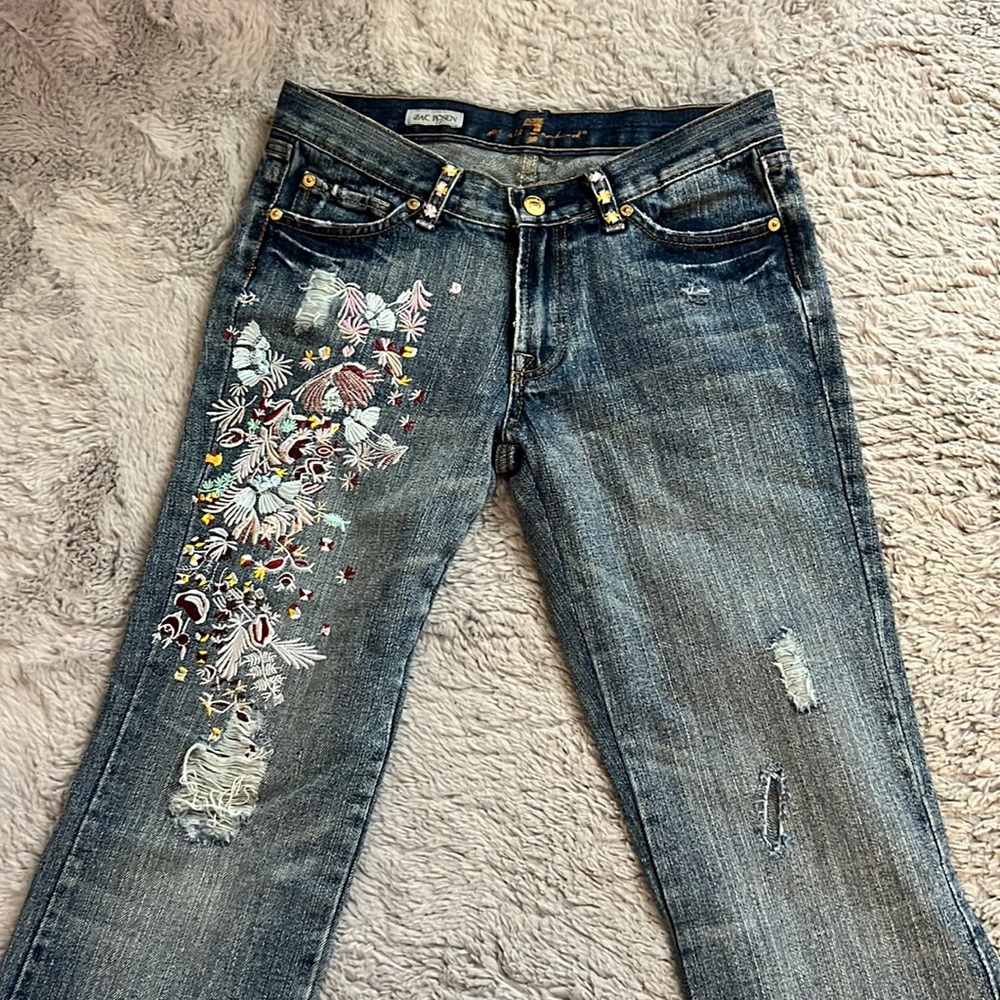 Embroidered Zac Posen jeans